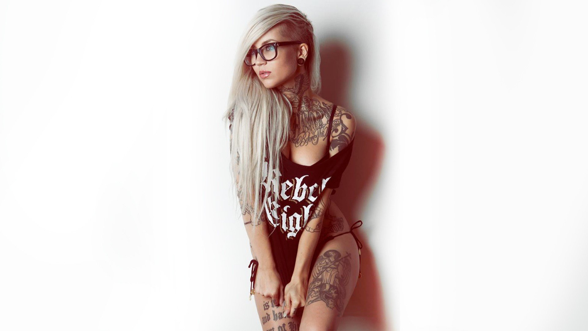 kinky, Girl, With, Tattoo Wallpaper