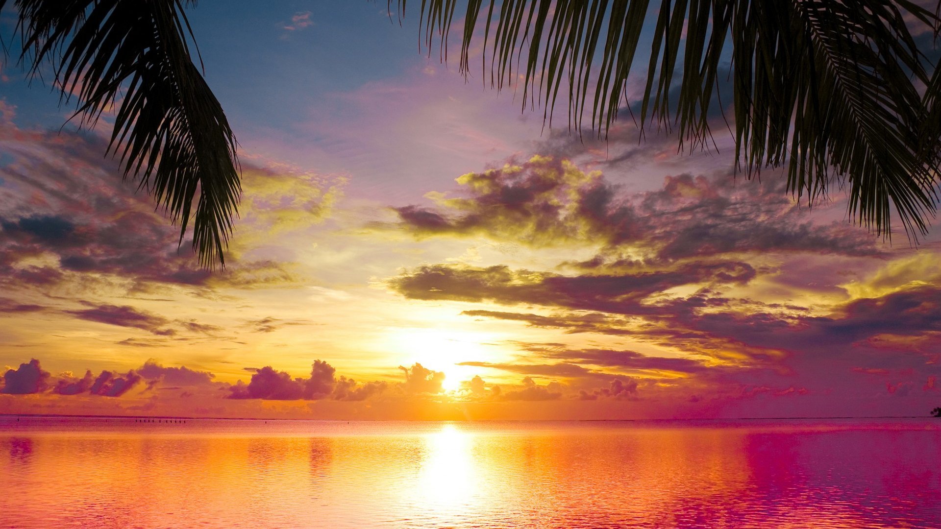 sunset, Ocean, Colorful Wallpaper