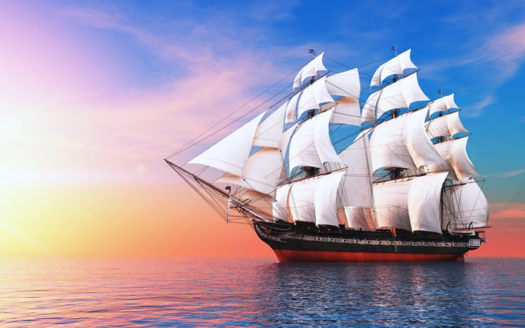 ship, Watercrafts, Sea, Ocean, Boats, Sky, Clouds, Sailing HD Wallpaper Desktop Background