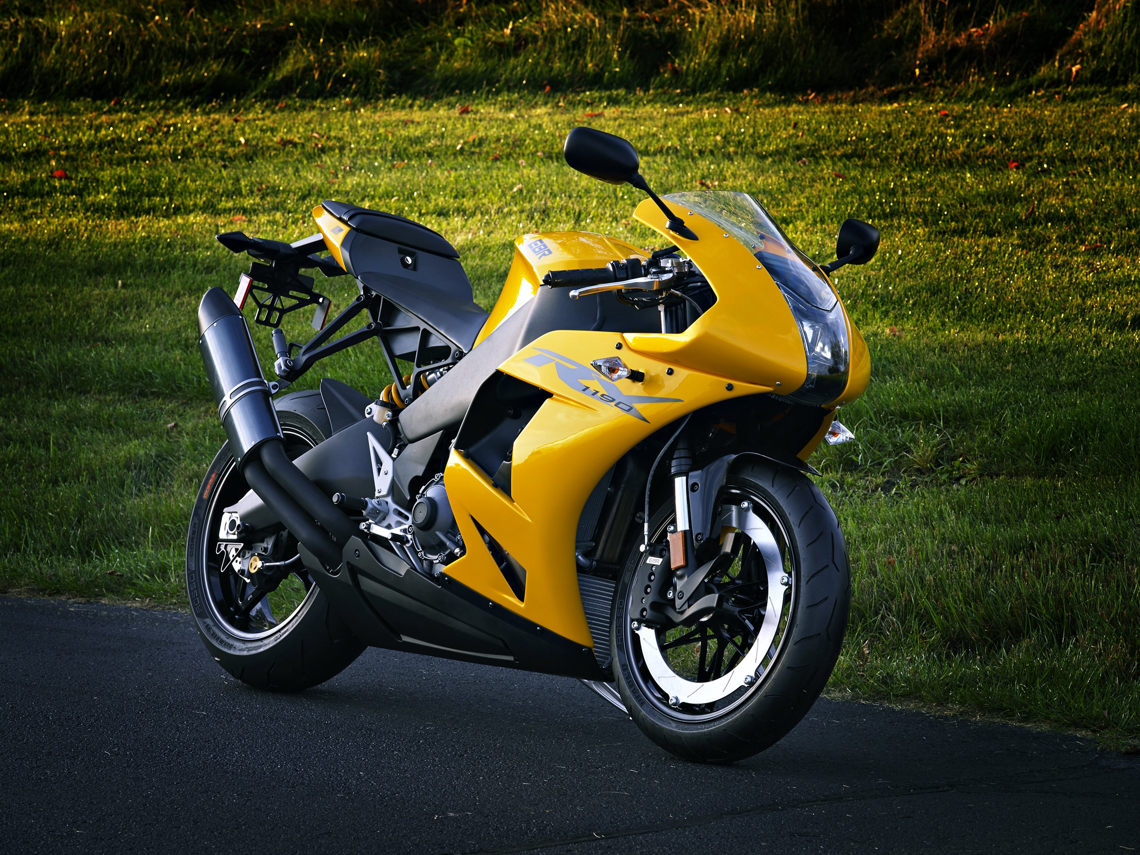 ebr, 1198rx, Yellow, Bike, Motorcycles, Grass, Landscapes, Nature, Earth, Race, Sports, Motors, Speed Wallpaper