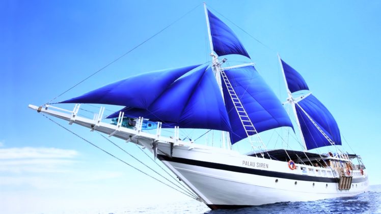 blue, Boats, Clouds, Ocean, Sailing, Sea, Ship, Sky, Watercrafts HD Wallpaper Desktop Background