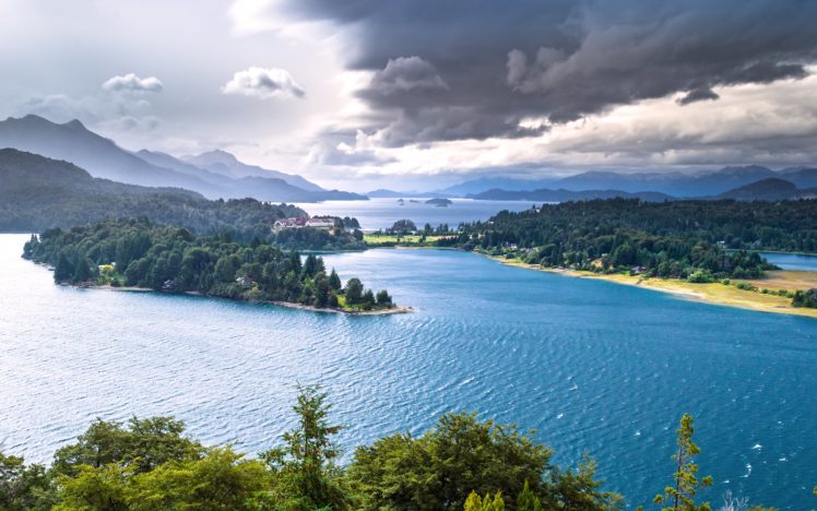 nahuel, Huapi, Lake, Patagonia, Argentina, Lakes, Forests, Mountains, Panorama HD Wallpaper Desktop Background