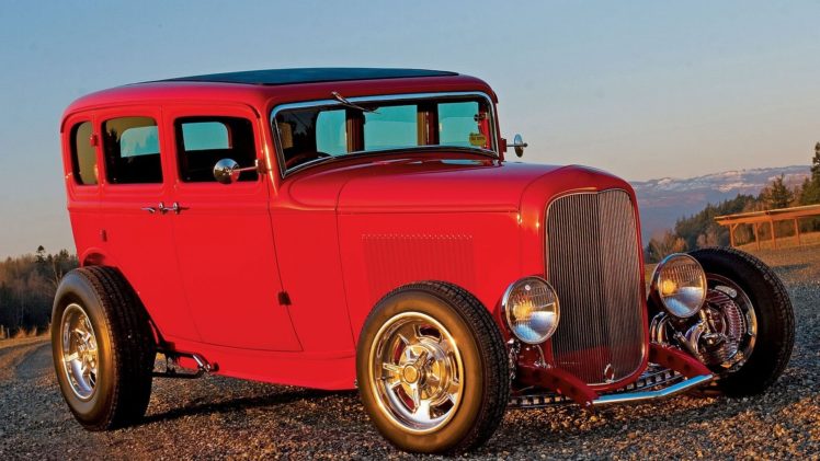 1932, Ford, Sedan, Tudor, 4, Door, Hotrod, Streetrod, Hot, Rod, Street, Red, Uda, 1920×1080 01 HD Wallpaper Desktop Background