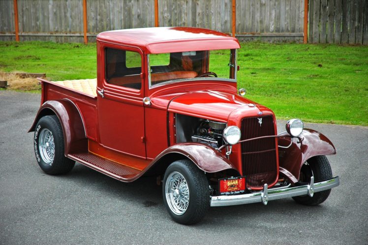 1933, Ford, Pickup, Hotrod, Hot, Rod, Old, School, Red, Usa, 1500×1000 03 HD Wallpaper Desktop Background
