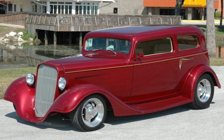 1934, Chevrolet, Sedan, Vicky, Hotrod, Streetrod, Hot, Rod, Street, Red, Usa, 2048×1277 01 HD Wallpaper Desktop Background