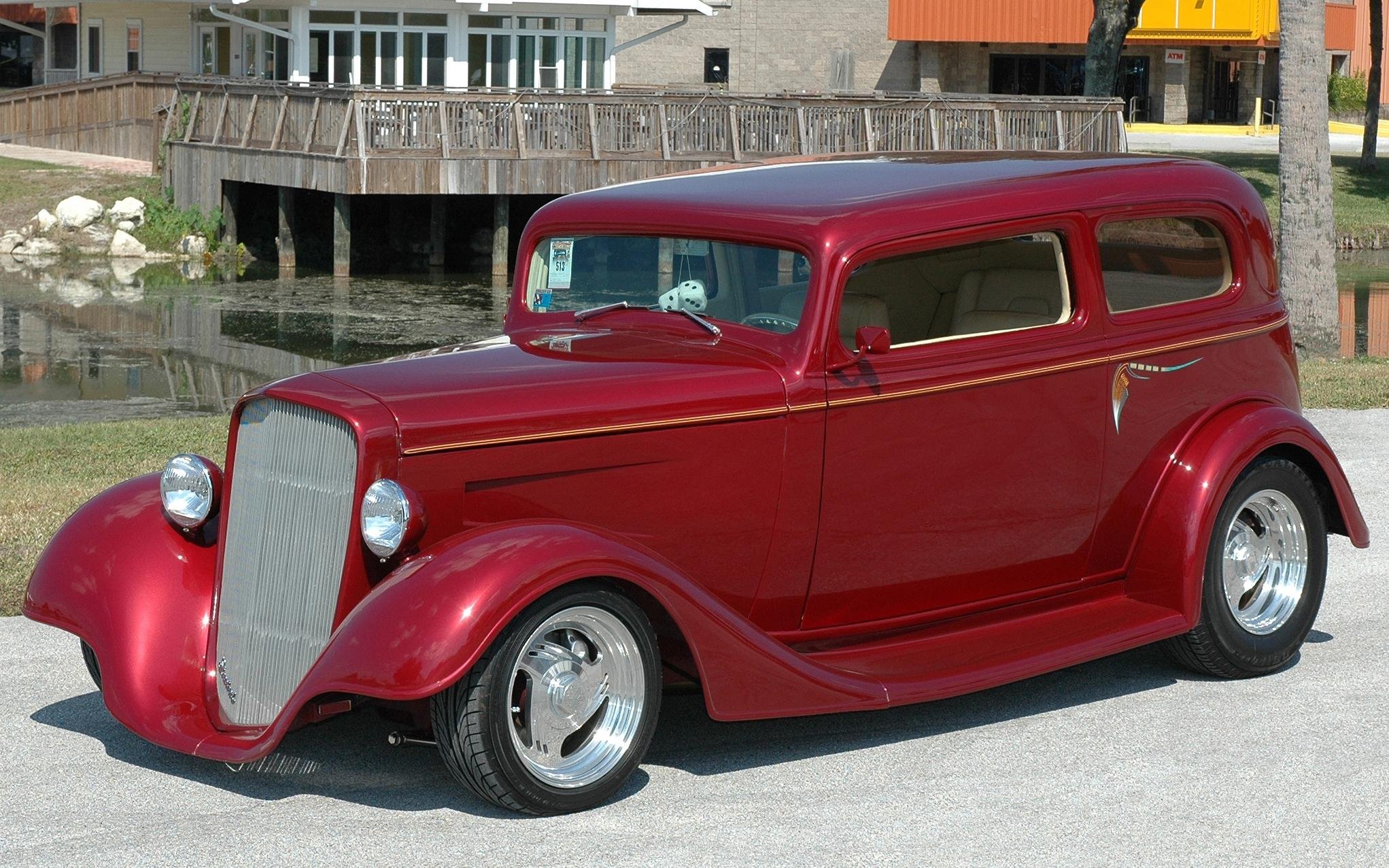 1934, Chevrolet, Sedan, Vicky, Hotrod, Streetrod, Hot, Rod, Street, Red, Usa, 2048x1277 01 Wallpaper