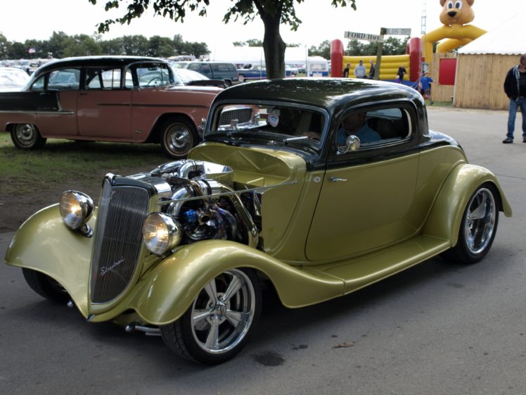 1934, Ford, Coupe, 3, Window, Hotrod, Street, Rod, Hot, Rod, Street, Green, Usa, 3600×2700 03 HD Wallpaper Desktop Background