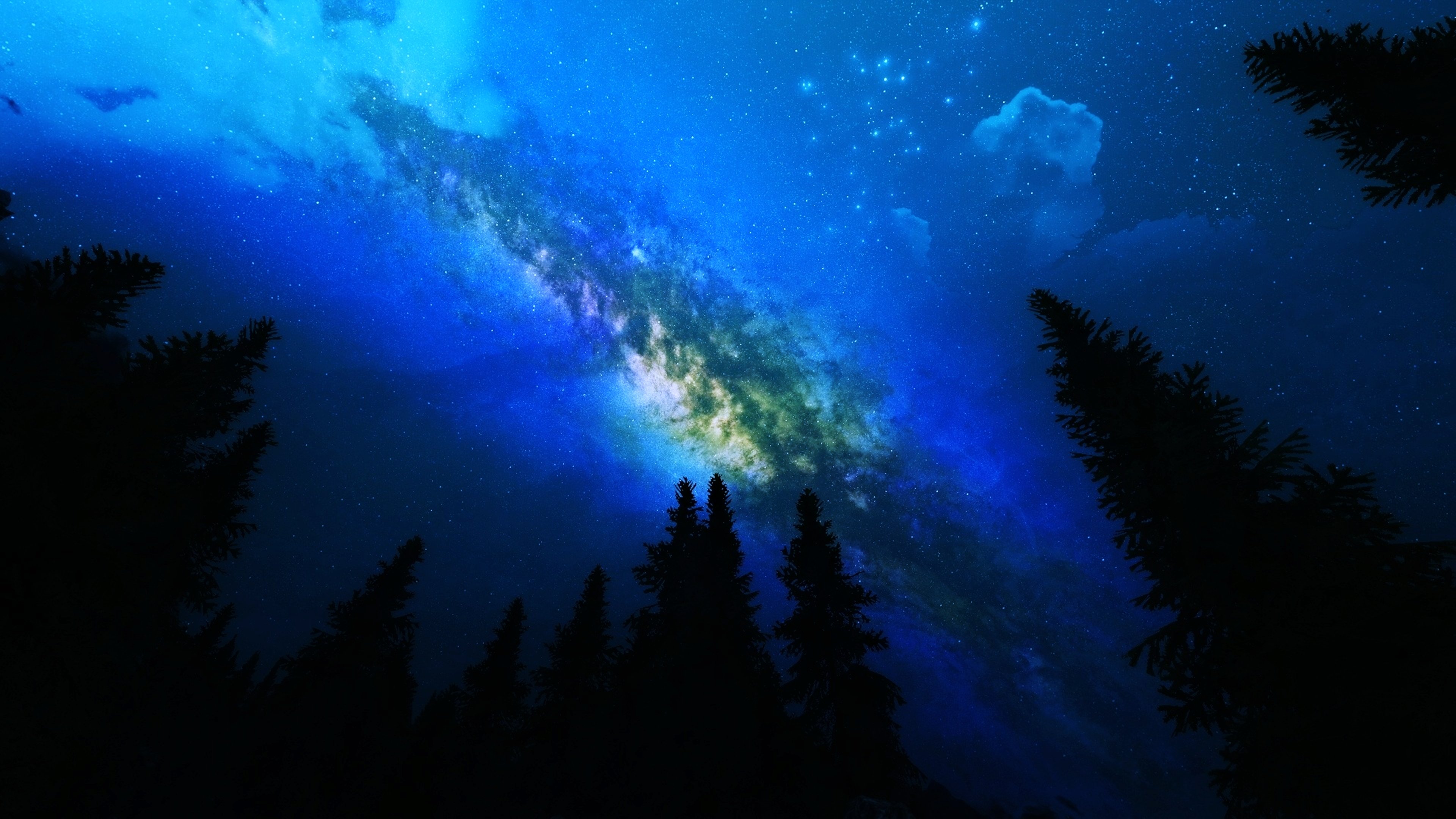 trees, Nature, Earth, Milky, Way, Galaxy, Stars, Sky, Night, Space, Landscapes Wallpaper