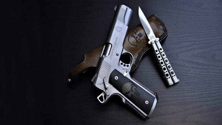 pistol, Knife, Weapon, Gang, Police, Army, Military, Springfield, Armory HD Wallpaper Desktop Background
