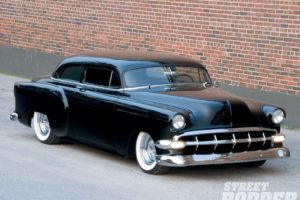 1954, Chevrolet, Belair, Hotrod, Hot, Rod, Custom, Kustom, Chopped, Low, Black, Usa, 1600×1200 01