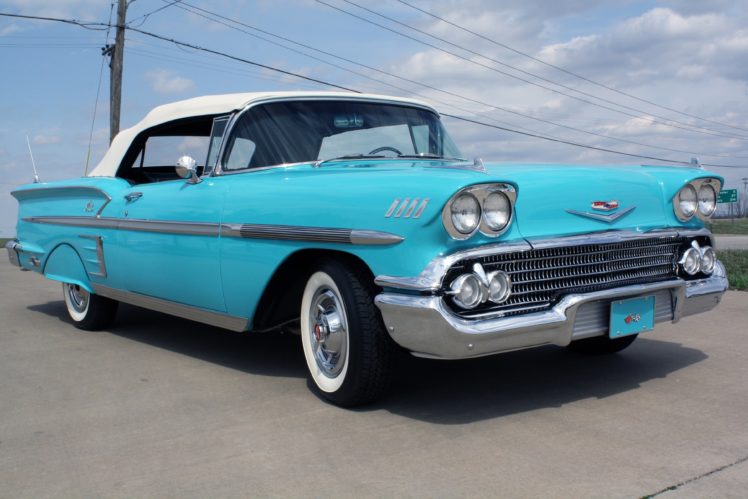 1958, Chevrolet, Impala, Convertible, Classic, Old, Blue, Usa, 3888×2592 01 HD Wallpaper Desktop Background