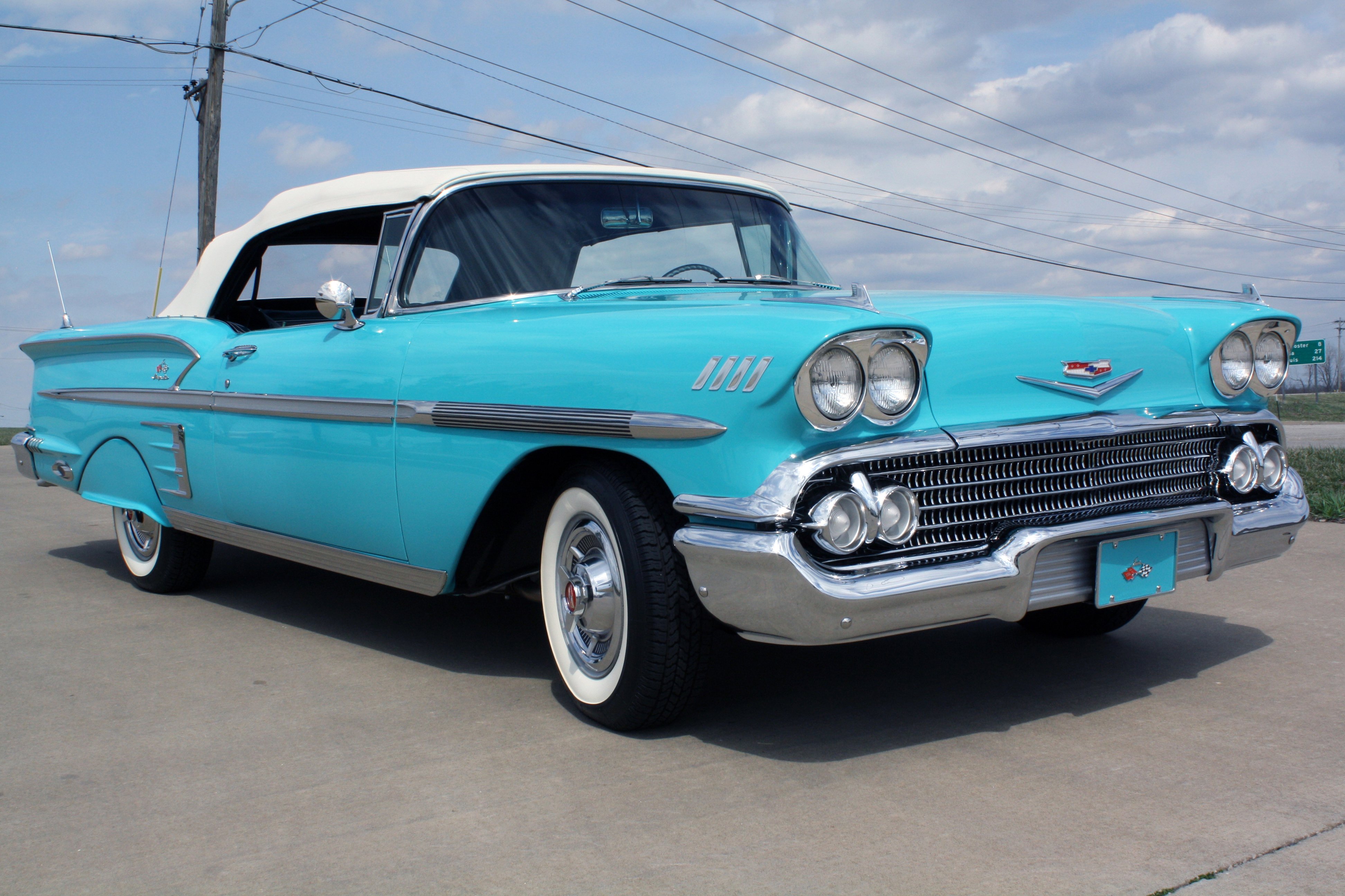 1958, Chevrolet, Impala, Convertible, Classic, Old, Blue, Usa, 3888x2592 01 Wallpaper
