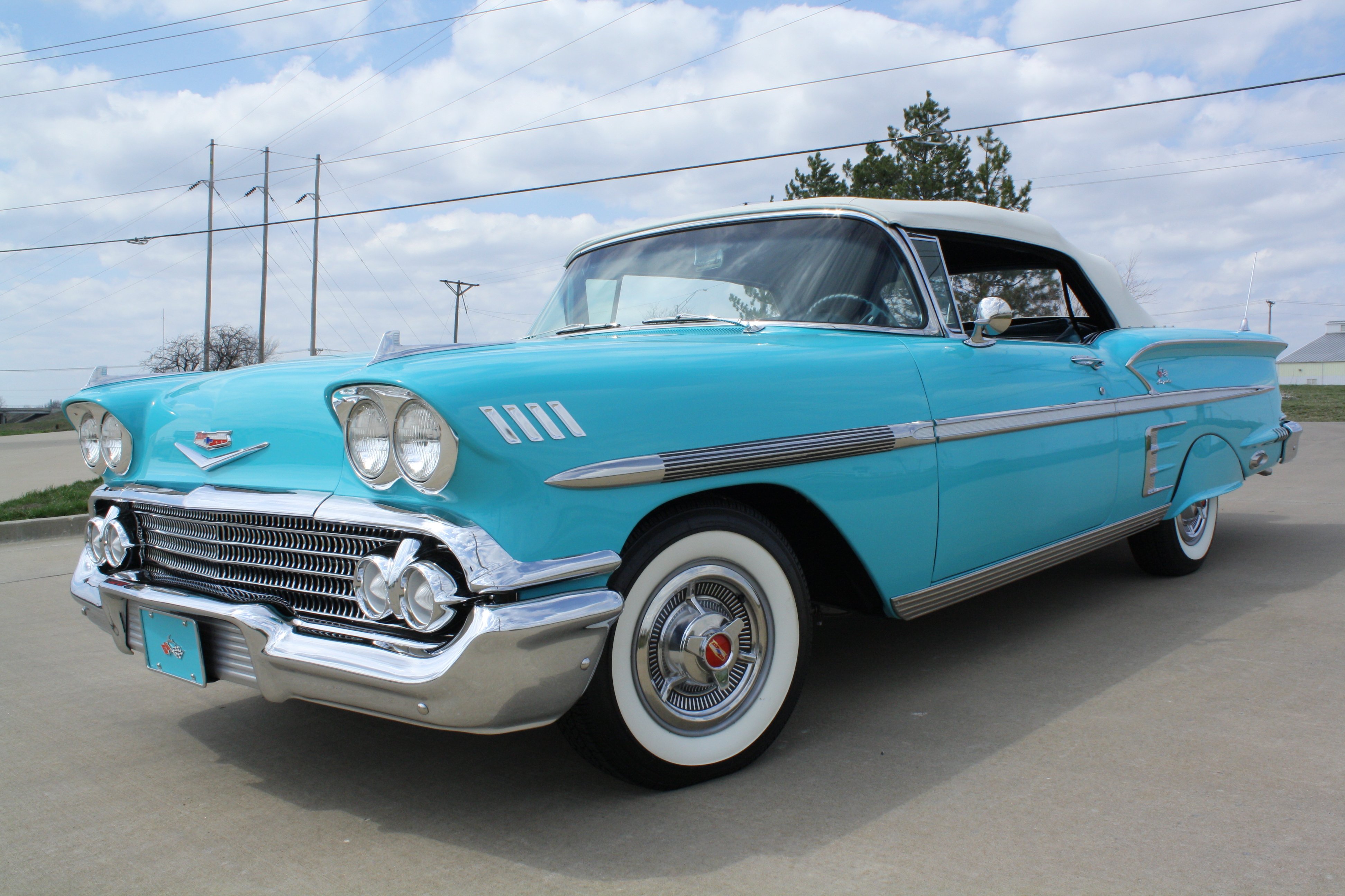 1958, Chevrolet, Impala, Convertible, Classic, Old, Blue, Usa, 3888x2592 05 Wallpaper