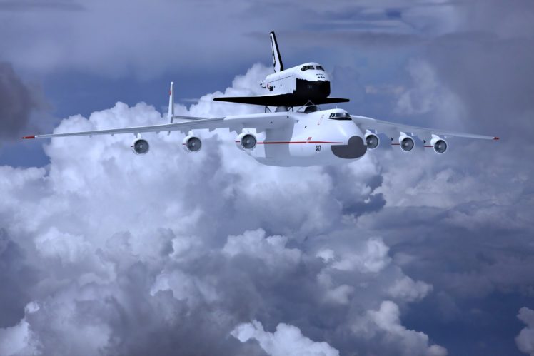 an 225, Mriya, Buran, Sky, Clouds, Earth, Shuttle, Planes, Aircrafts HD Wallpaper Desktop Background