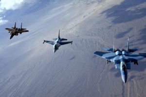 sky, Clouds, Earth, Fighters, Three, Wars, Planes, Aircrafts, Landscapes, Nature