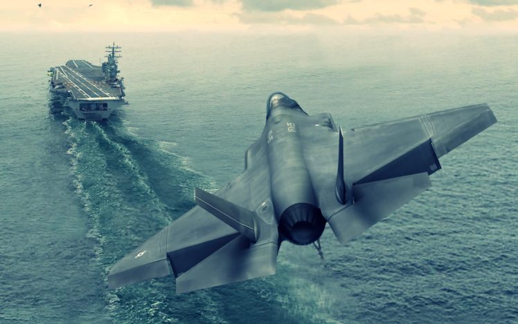 f 35a, Aircrafts, Earth, Fighters, Carrier, Nature, Planes, Sea, Wars, Review HD Wallpaper Desktop Background