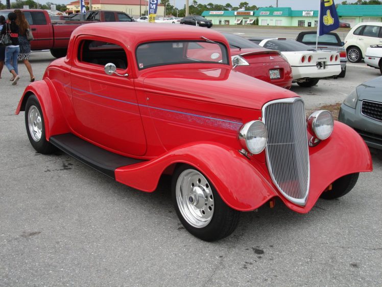 1933, Ford, Coupe, Three, Window, Chopped, Red, Hotrod, Streetrod, Hot, Rod, Street, Usa, 2048×1536 01 HD Wallpaper Desktop Background