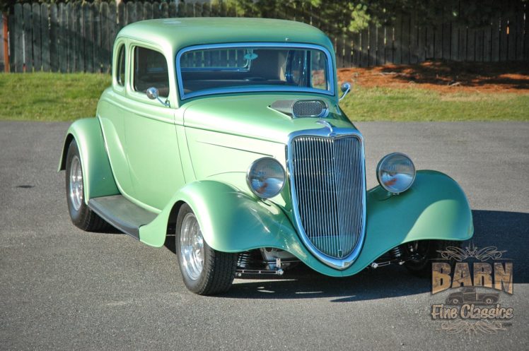 1934, Ford, Coupe, 5, Window, Hotrod, Street, Rod, Hot, Rod, Street, Green, Usa, 1500×1000 04 HD Wallpaper Desktop Background