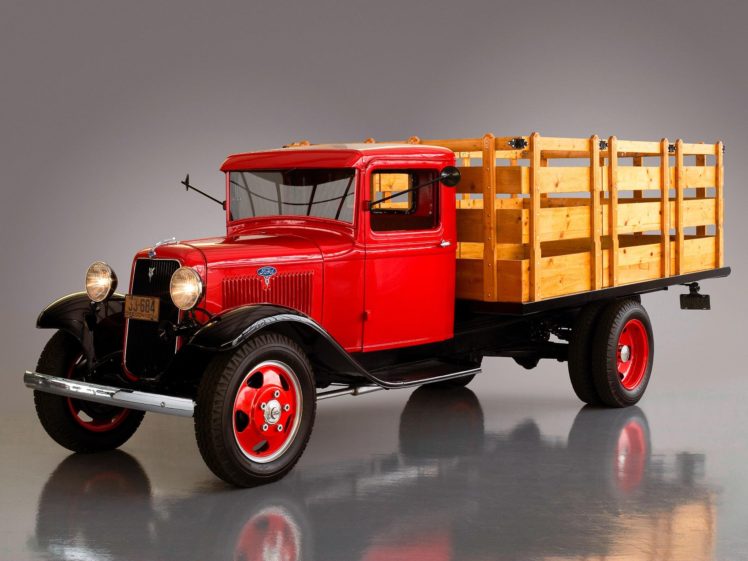 1934, Ford, Model, Bb, Stake, Truck, Classic, Retro, Old, Vintage, Red, Usa, 2048×1536 01 HD Wallpaper Desktop Background