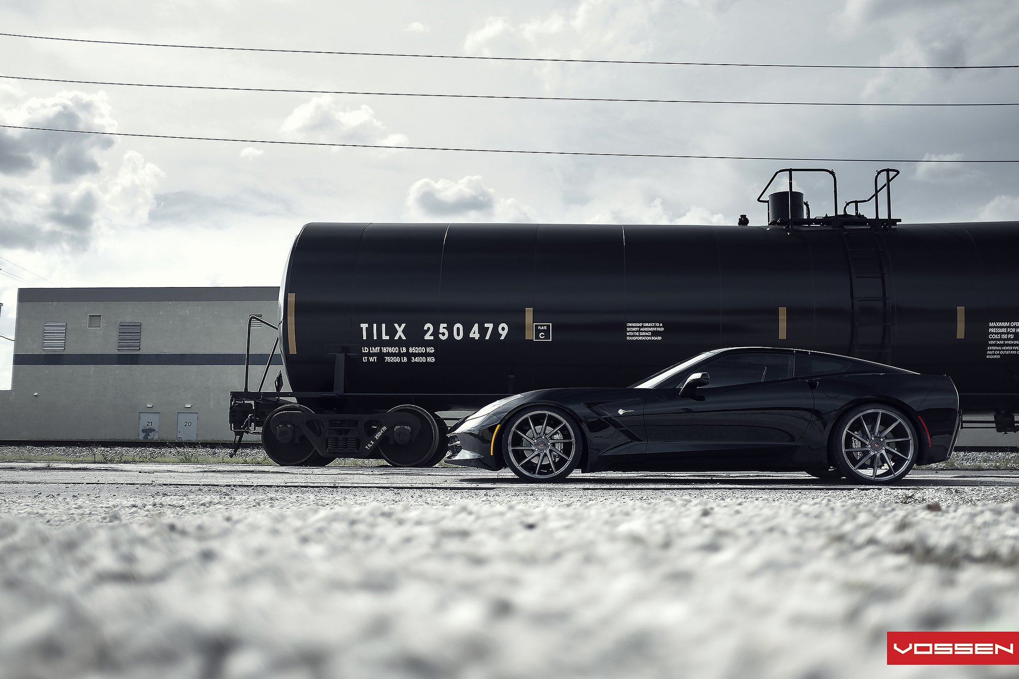 vossen, Wheels, Corvette, Stingray, C7, Black, Tuning, Cars Wallpaper