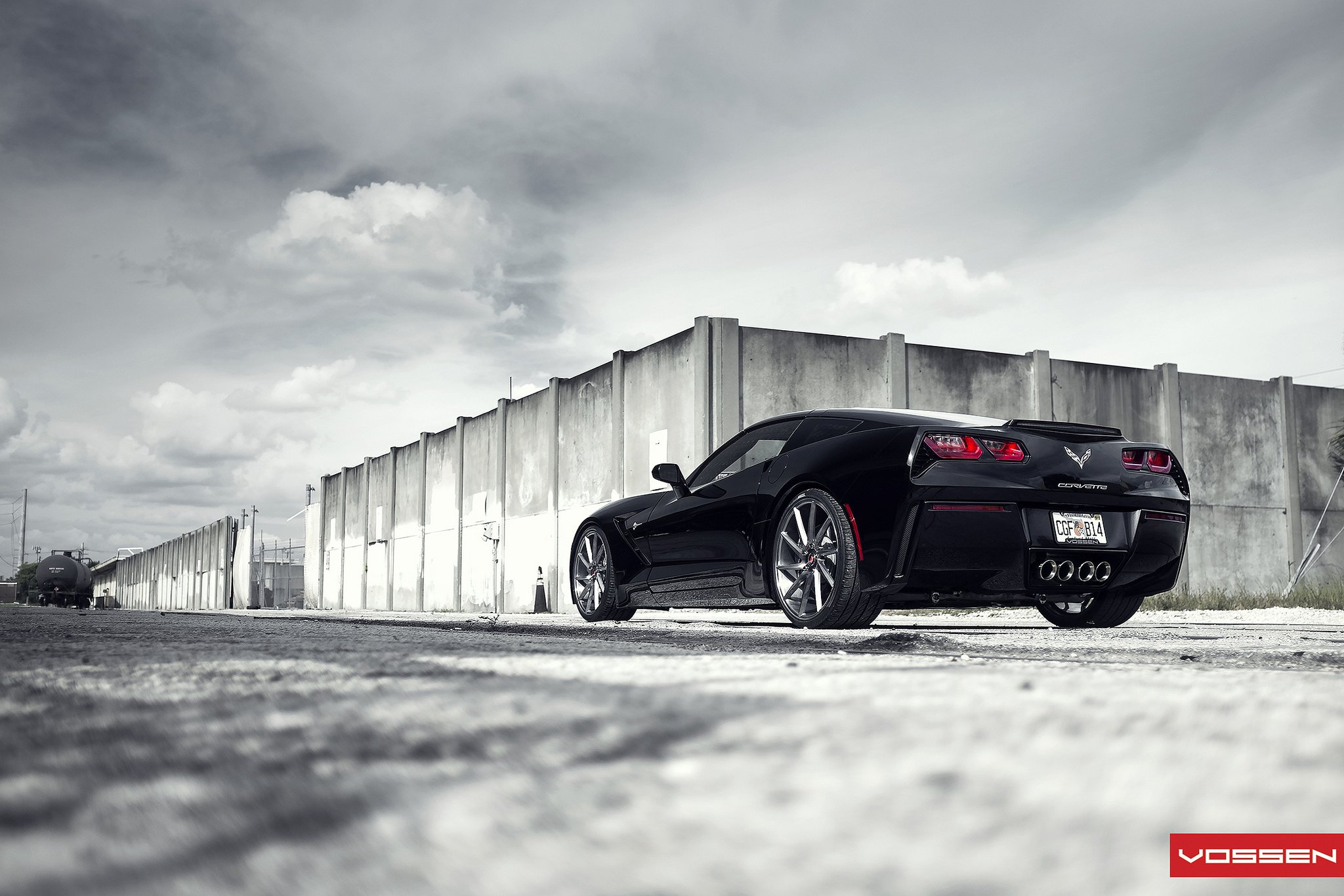 vossen, Wheels, Corvette, Stingray, C7, Black, Tuning, Cars Wallpaper