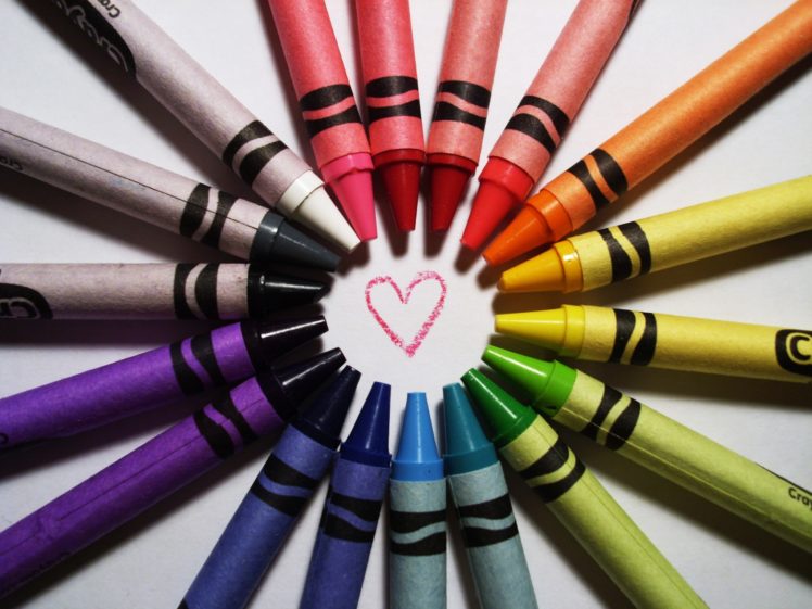 paint, Crayons, Rainbows, Hearts HD Wallpaper Desktop Background