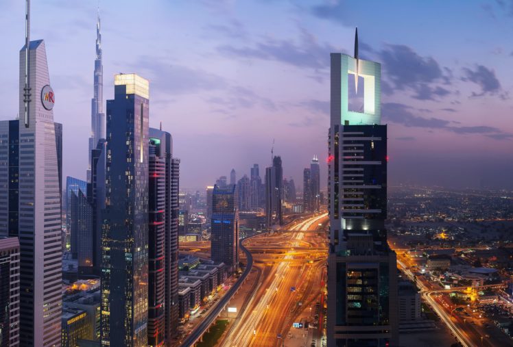 buildings, Burj, City, Country, Development, Dubai, Evening, Globalization, Gulf, Hotels, Lights, Sky, Skyscrapers, Technology, Uae, Arab, Clouds HD Wallpaper Desktop Background