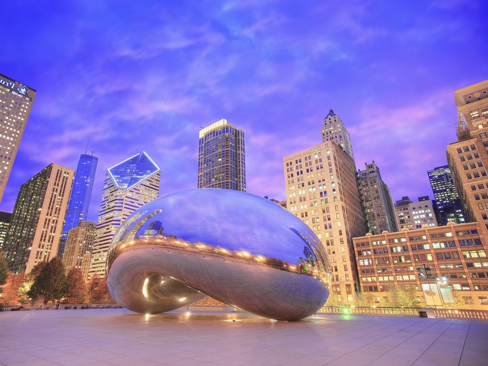 landscapes, Nature, Chicago, Mirrors, Sculpture, Reflections, Evening, Illinois Wallpaper
