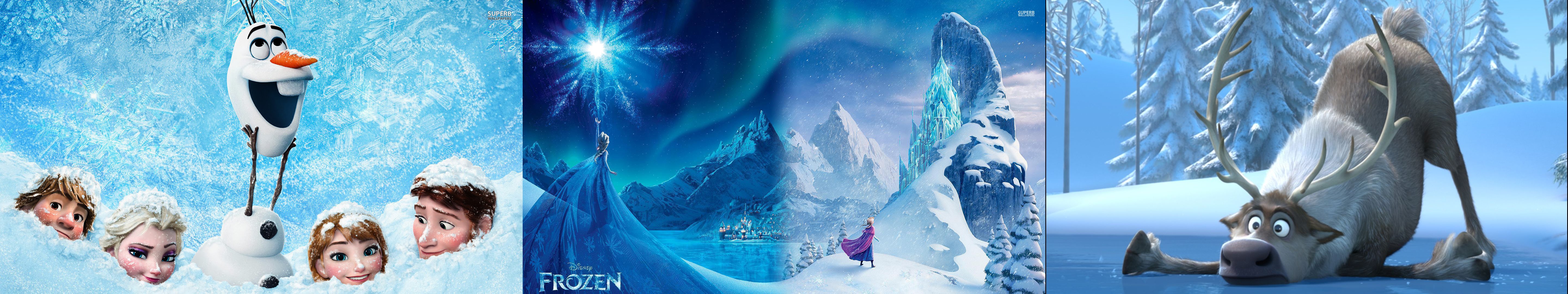 wallpaper, Triple, Multi, Multiple, Screen, Monitor, Movie, Frozen, Tv, Televisio Wallpaper