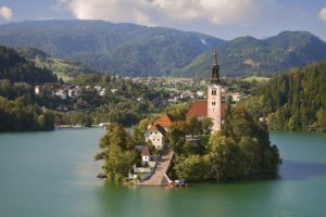 mountains, Nature, Summer, Europe, Islands, Church, Slovenia, Holidays, Resort, Bled, Lake, Bled