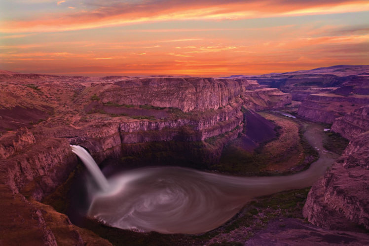 waterfall, Between, Rocks HD Wallpaper Desktop Background