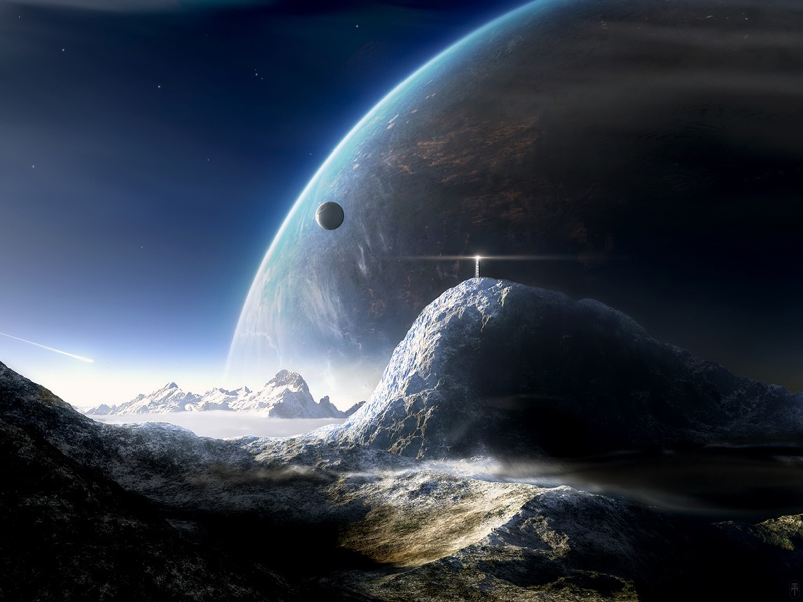 mountains, Landscapes, Outer, Space, Planets, Science, Fiction, Moons Wallpaper