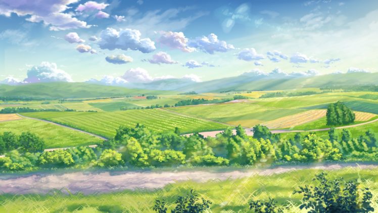 clouds, Grass, Landscape, Leaves, Nobody, Original, Scenic, Sky, Yuuko san HD Wallpaper Desktop Background