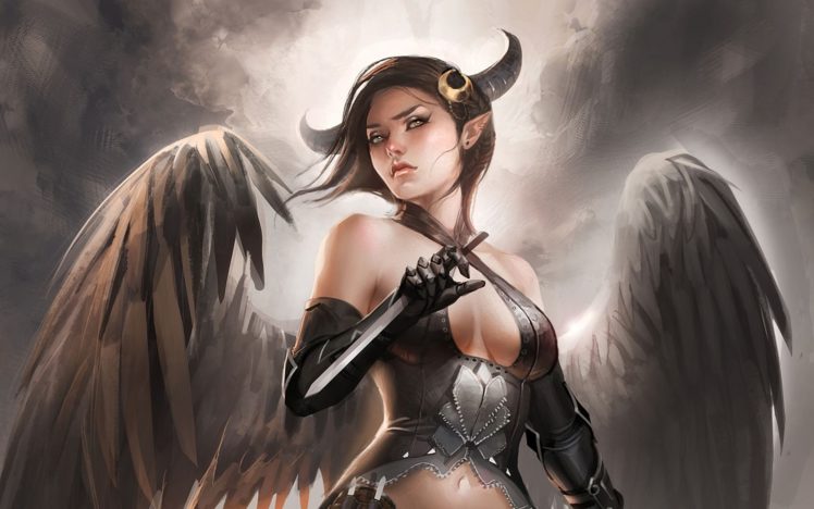 fantasy, Woman, Angel, Devil HD Wallpaper Desktop Background