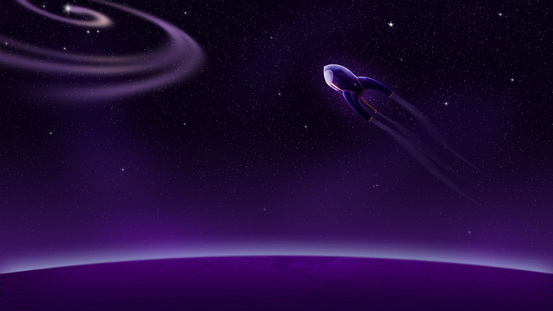 outer, Space, Pattern, Stars, Flying, Purple, Vehicles, Rocket, Space, Vehicle Wallpaper
