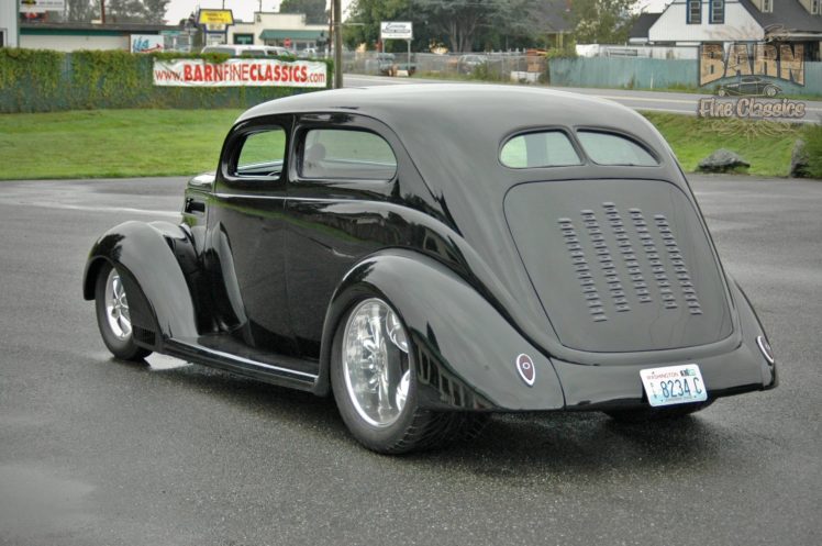 1937, Ford, Sedan, 2, Door, Slantback, Hotrod, Streetrod, Hot, Rod, Street, Black, Usa, 1500×1000 06 HD Wallpaper Desktop Background