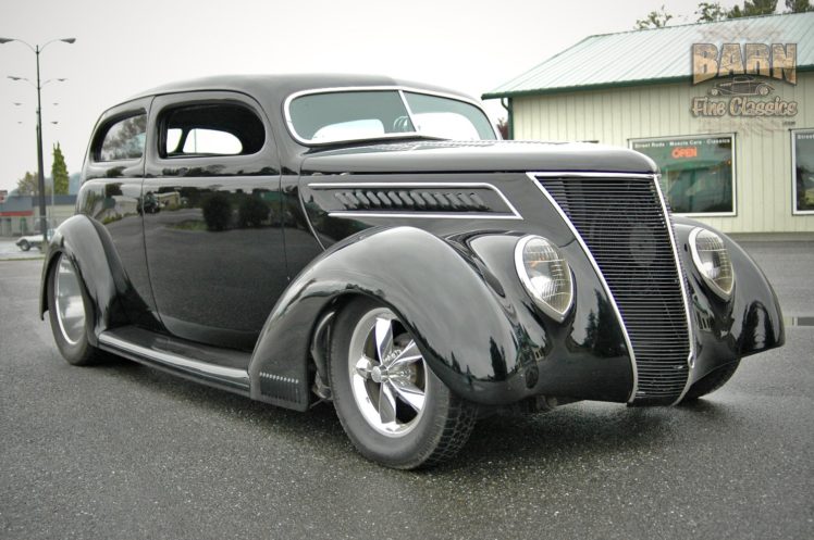 1937, Ford, Sedan, 2, Door, Slantback, Hotrod, Streetrod, Hot, Rod, Street, Black, Usa, 1500×1000 14 HD Wallpaper Desktop Background
