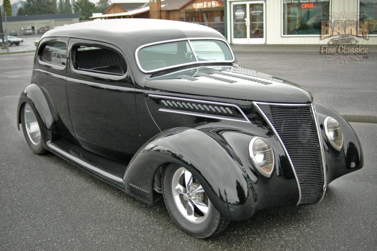 1937, Ford, Sedan, 2, Door, Slantback, Hotrod, Streetrod, Hot, Rod, Street, Black, Usa, 1500×1000 13 HD Wallpaper Desktop Background
