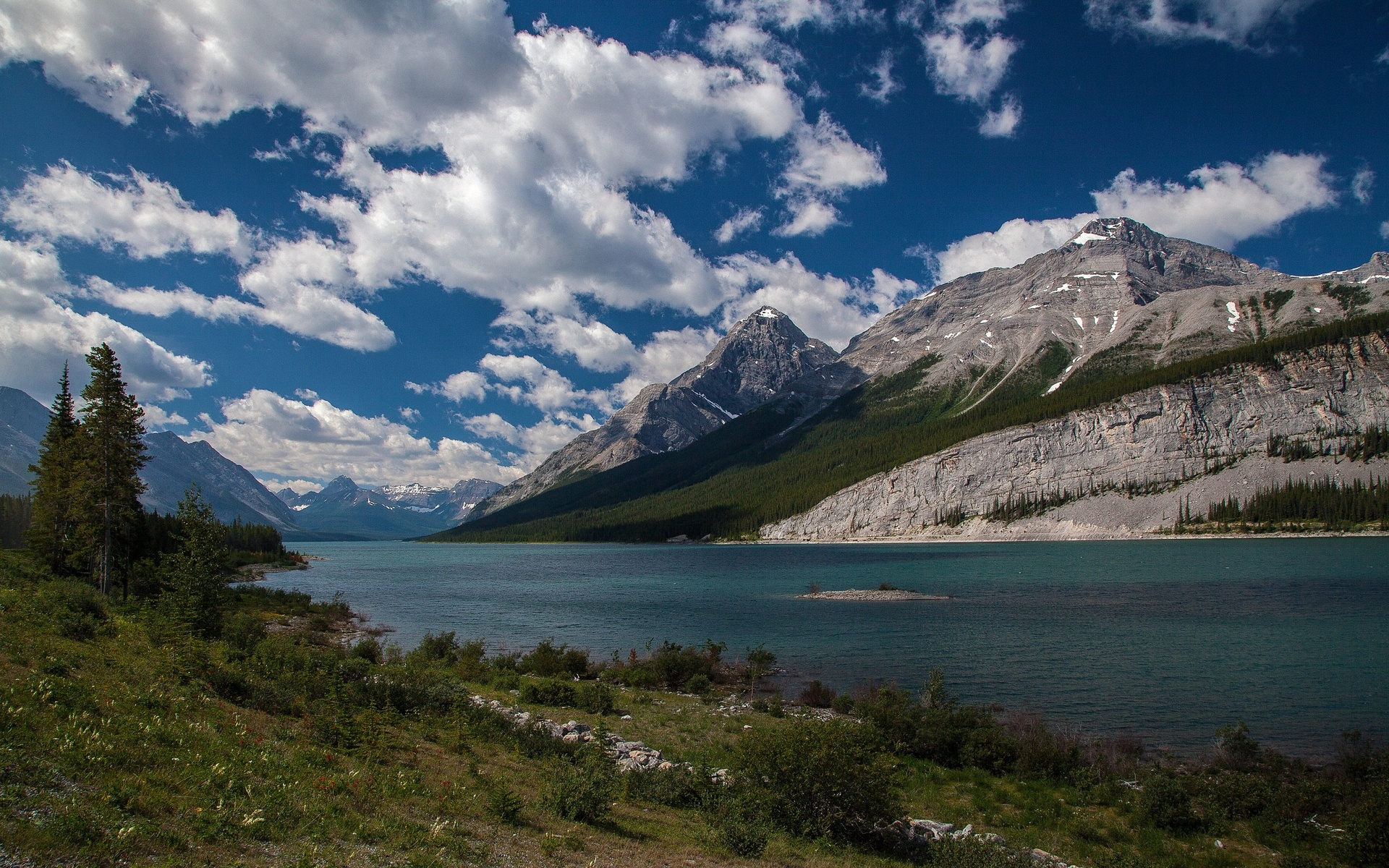 landscape, Mountain, River, Sky, Clouds, Old, Goat, Mountain, Canada Wallpaper