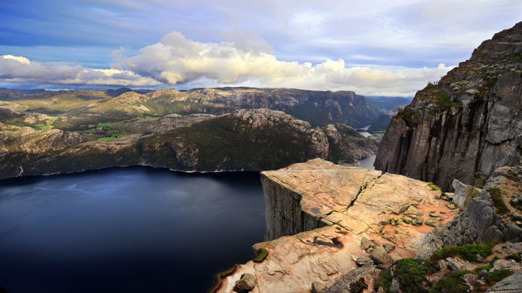 mountains, Rocks, Lake, Sky, Clouds, Landscape HD Wallpaper Desktop Background