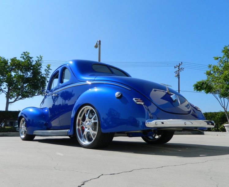 1940, Ford, Deluxe, Coupe, Street, Rod, Hotrod, Hot, Blue, Usa, 1900×1536 02 HD Wallpaper Desktop Background