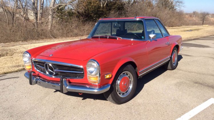 1969, Mercedes, Benz, 280sl, Roadste, Classic, Old, Original, Red, 2056×1156 HD Wallpaper Desktop Background