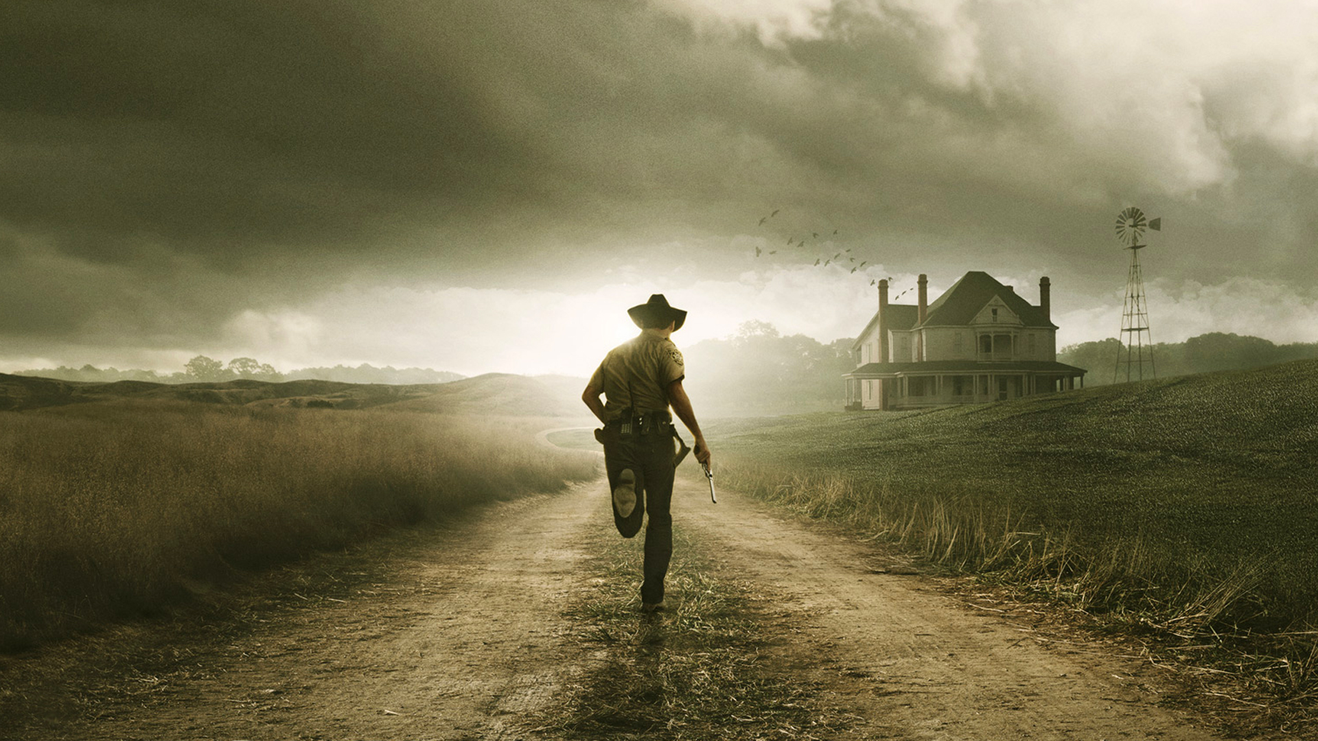 houses, Path, Cowboys, The, Walking, Dead, Running Wallpaper