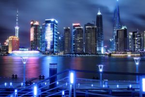 china, Shanghai, Pudong, Airport, Jin, Mao, Tower, The, City, Night, Lights, Skyscrapers, Quay, River, Huangpu, Reflection