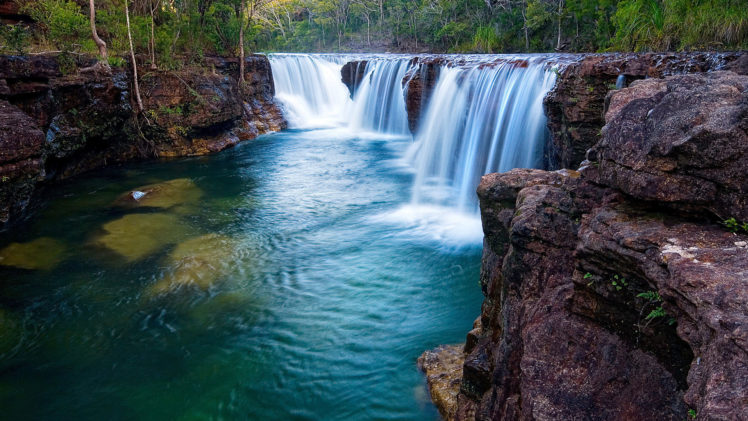 forest, River, Waterfall HD Wallpaper Desktop Background