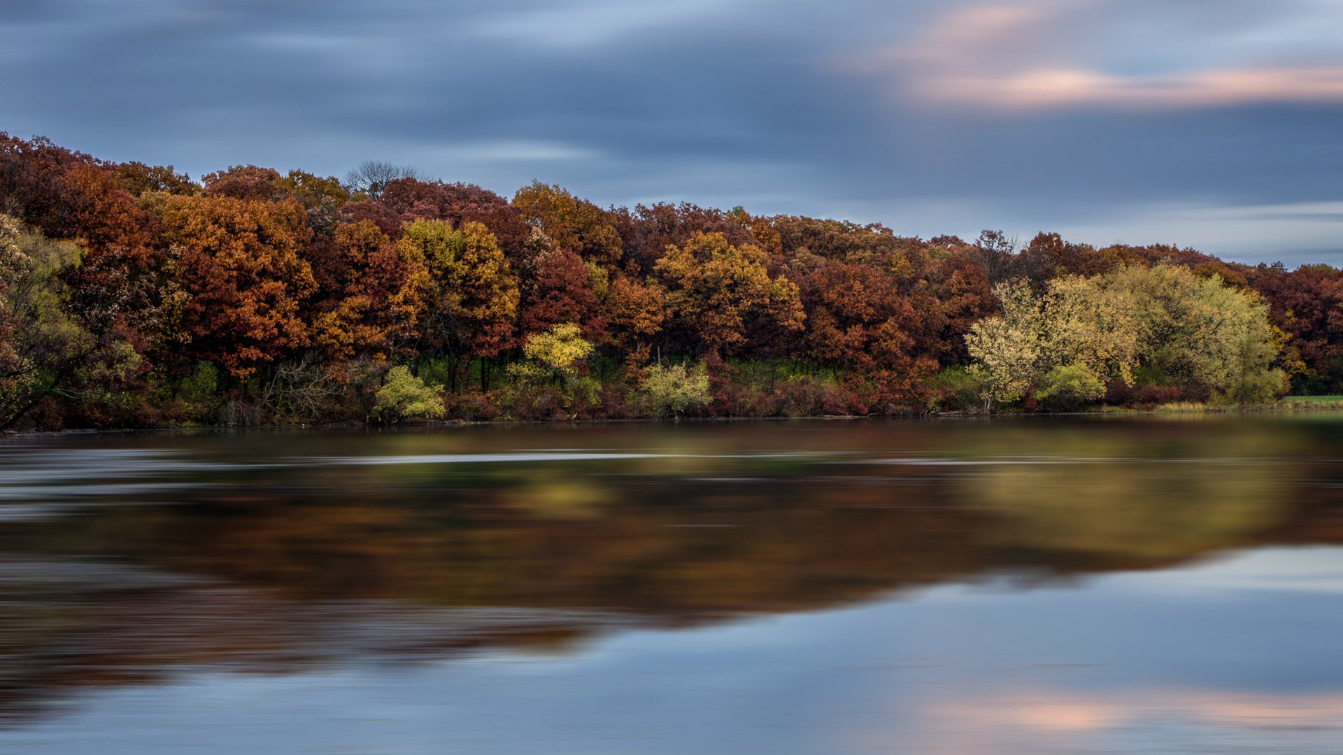 sky, Clouds, Autumn, Trees, Water, River, Reflection Wallpaper