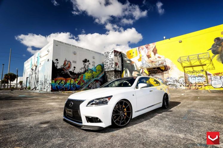 white, Lexus, Ls, 460, F sport, Vossen, Wheels, Tuning HD Wallpaper Desktop Background