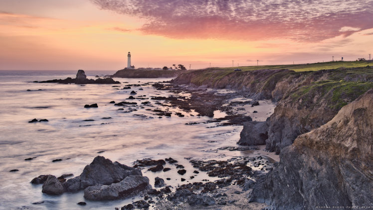 lighthouse, Beach, Ocean, Shore, Coast, Sunset HD Wallpaper Desktop Background
