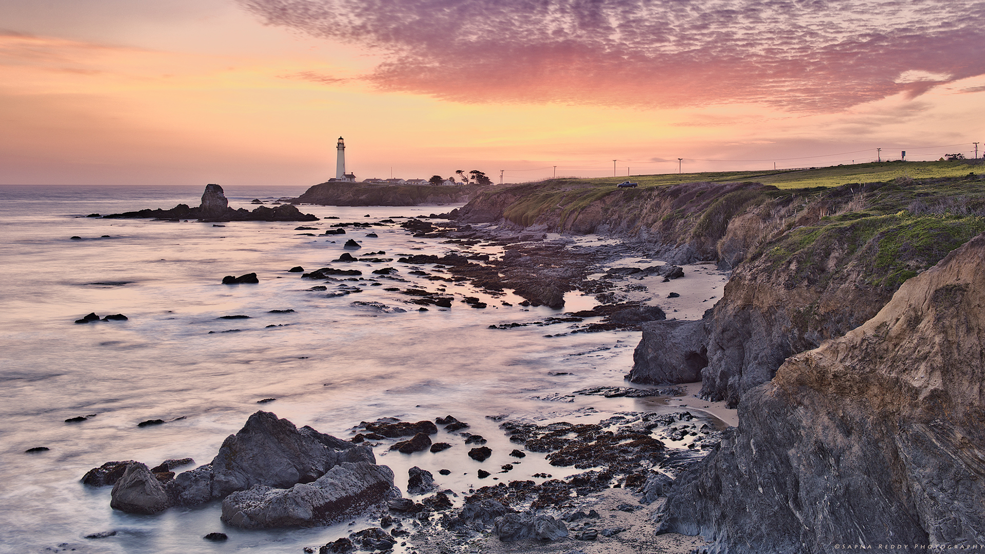 lighthouse, Beach, Ocean, Shore, Coast, Sunset Wallpaper