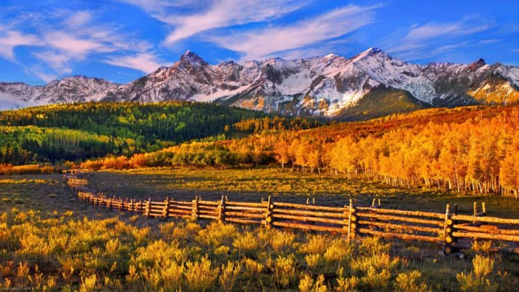 nature, Landscapes, Mountains, Fence, Autumn HD Wallpaper Desktop Background